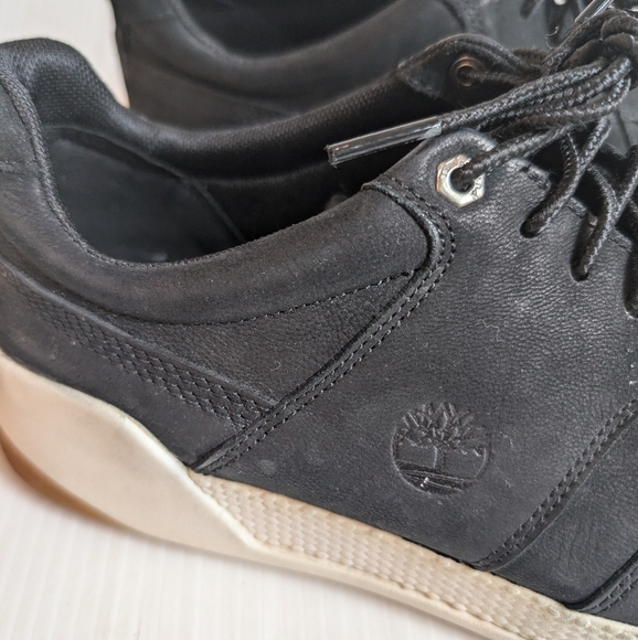 TIMBERLAND women's black leather lace-up sneakers size 8.5 - Picture 2 of 10